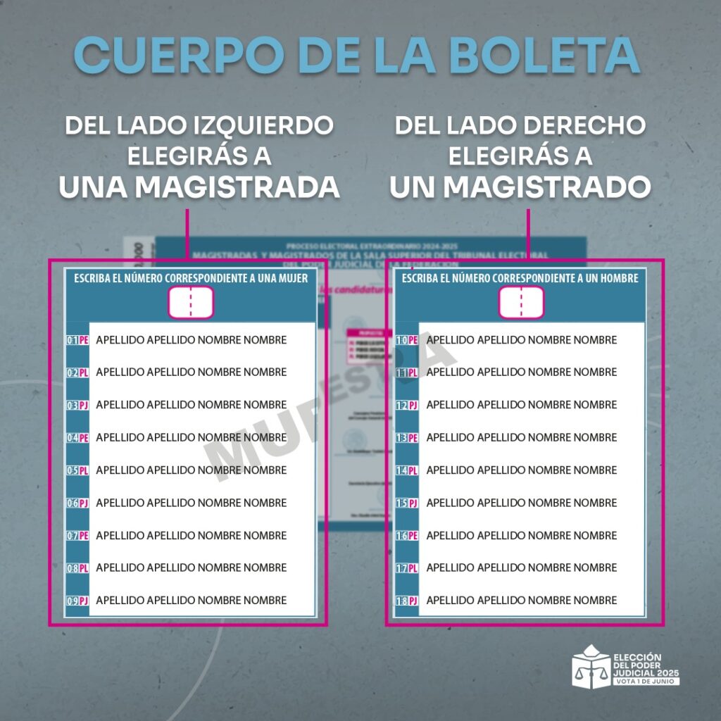 Cuerpo de la boleta de Magistraturas de la Sala Superior del TEPJF